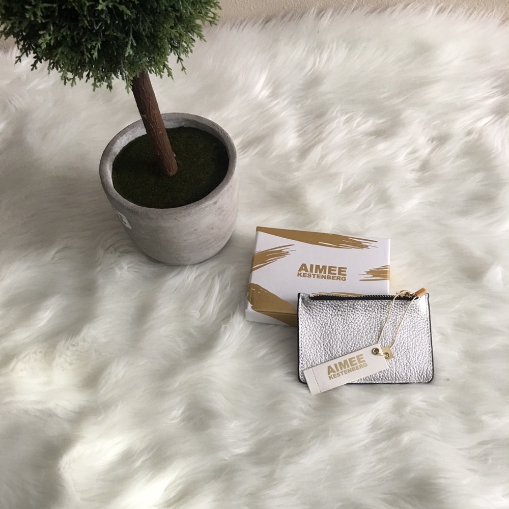 AIMEE KESTENBERG Silver Metallic Leather Wallet